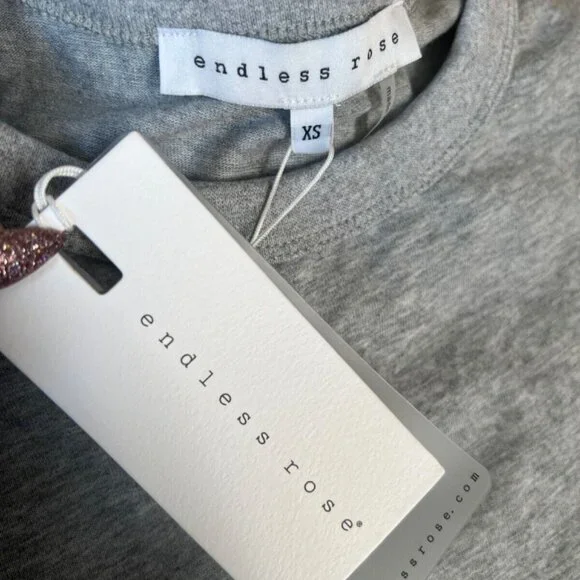 DO NOT BUY Endless Rose Gray Shoulder Pad Shirt Size Xs Extra Small - Picture 4 of 6